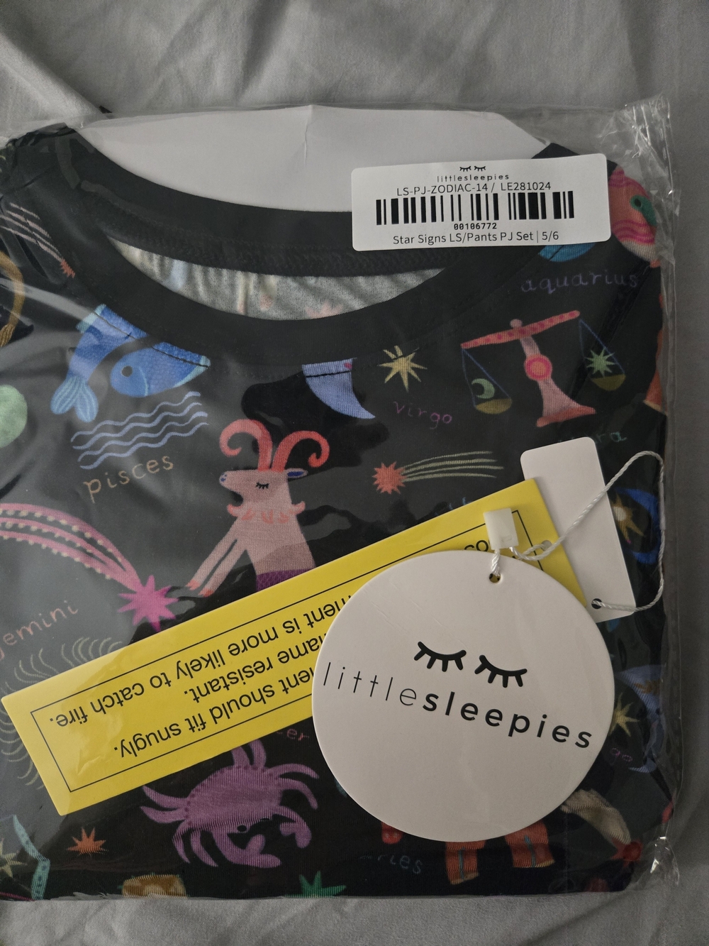 Little Sleepies Black Zodiac Star Signs Pajama Set
